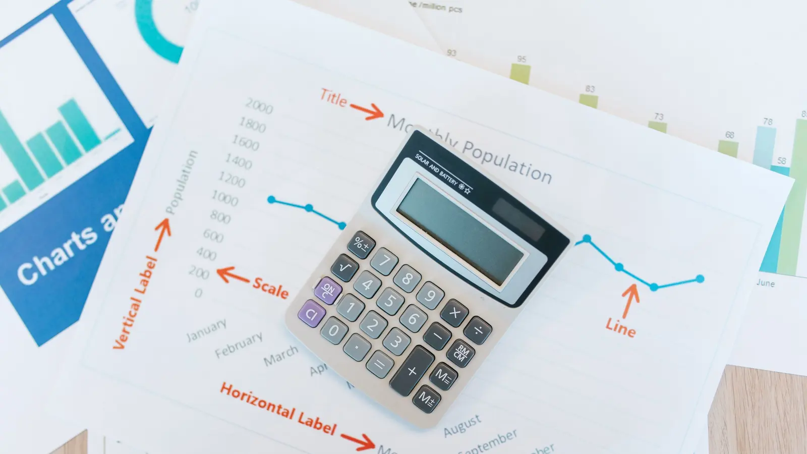 A calculator, notepad and pen used to work through advertising costs