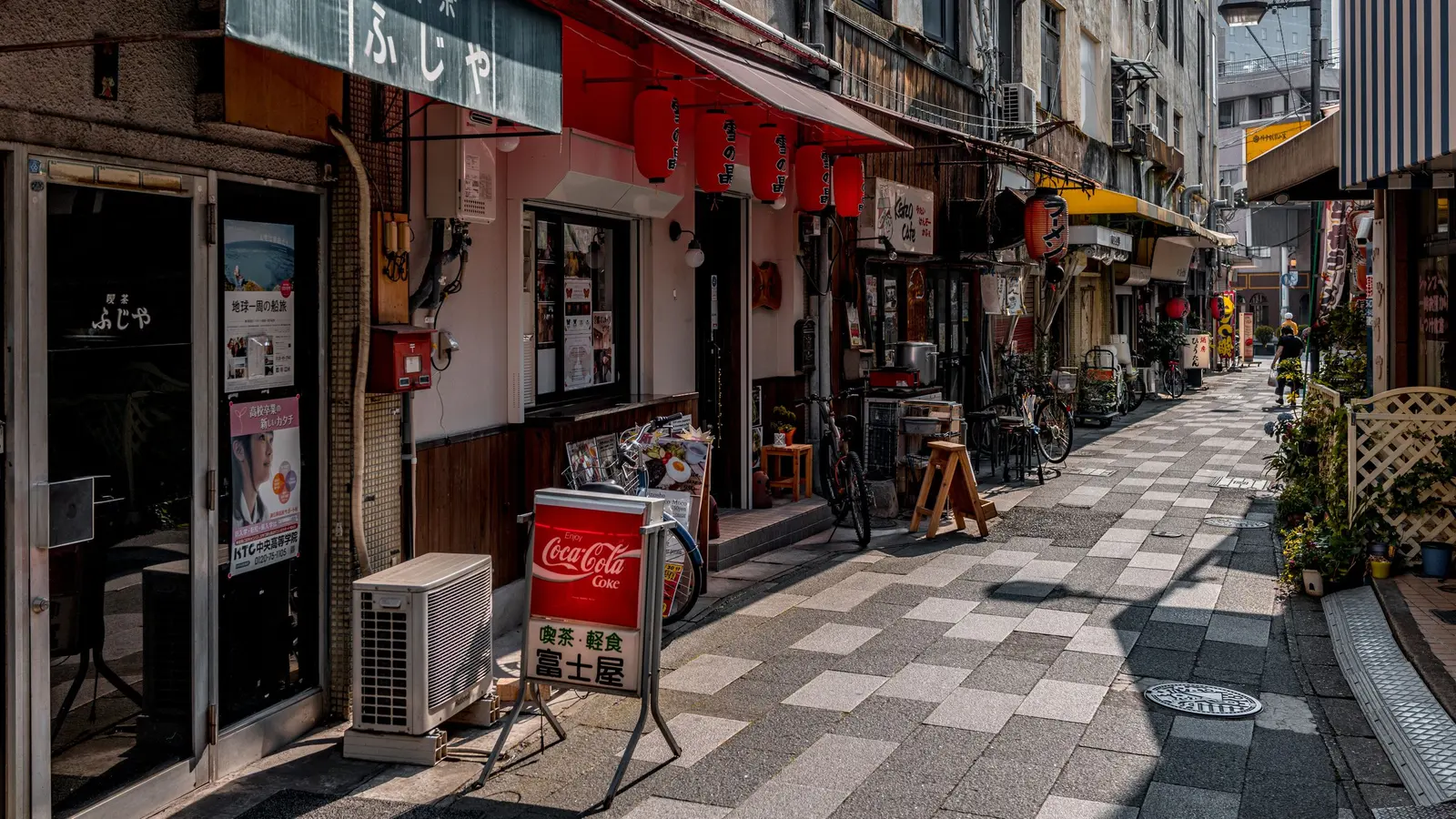 A local cafe storefront on a suburban street