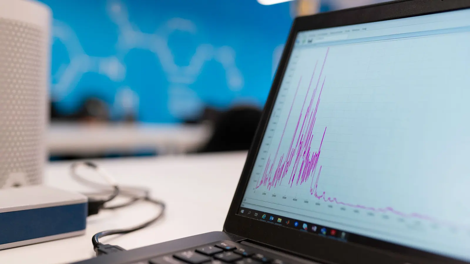 A laptop screen showing a performance graph